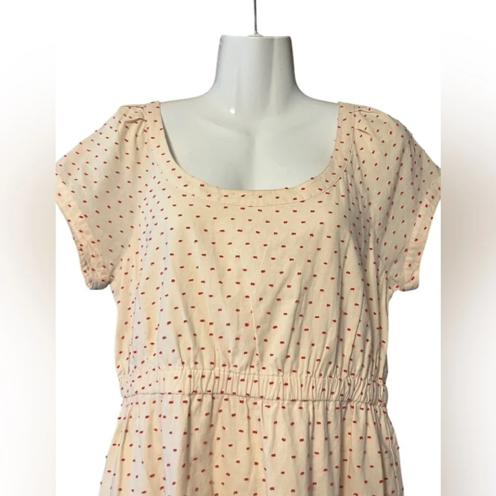 J.Crew Women Ivory Red Swiss Polka Dot Spring Flare Dress Size S